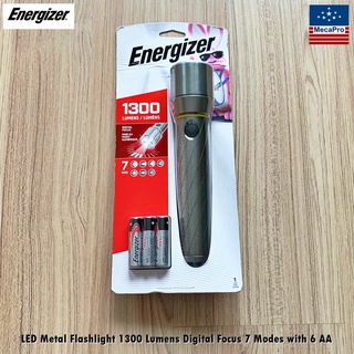 Energizer® LED Metal Flashlight 1300 Lumens Digital Focus 7 Modes with 6 AA ไฟฉาย LED โลหะ พร้อมถ่าน AA 6 ก้อน