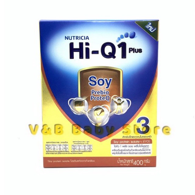 นมผง ไฮคิว ซอย วันพลัส สูตร 3 , Hi-Q SOY 1+ , 400g x 6 กล่อง ( Hi Q )