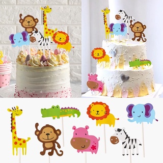 ป้ายแต่งเค้ก คัพเค้ก7ชิ้นรูปสัตว์ ลายน่ารักมากๆ