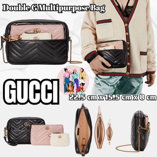 กุชชี่  GUCCI  Double G Multipurpose Mini กระเป๋าถือ/กระเป๋าสุภาพสตรี/กระเป๋าสะพายข้าง/กระเป๋าสะพาย/กระเป๋าโซ่/รูปแบบล่า