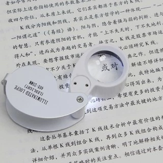 แว่นขยายพวงกุณแจพร้อมไฟ LED 2 ดวง เลนส์กระจก กำลังขยาย 40X ( Magnifier With LED Lamp) ขนาด 25mm