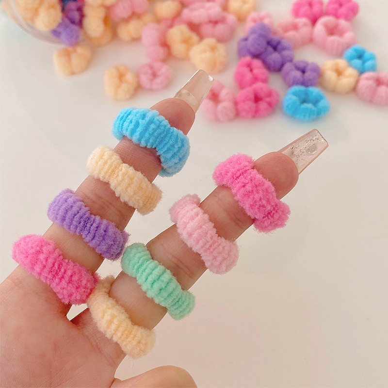 100 ชิ้น / กระป๋อง สีลูกกวาด ดอกไม้ ยางรัดผม / นุ่ม ยืดหยุ่น สูง ผ้าขนหนู ห่วง ยางรัดผม / เกาหลี หวาน เด็ก ยางรัดผม Scrunchies