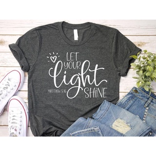 เสื้อเชิ้ต พิมพ์ลายตัวอักษร Let Your Light Shine Spiritual Religious สําหรับเพื่อน