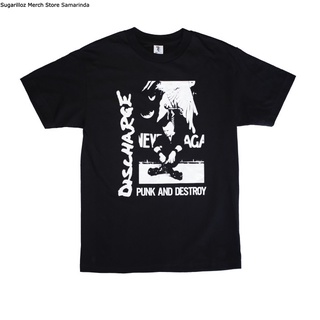 เสื้อยืดโอเวอร์ไซส์เสื้อยืด พิมพ์ลายวงพังก์ และ Destroy Discharge Band ไซซ์ MS-4XL