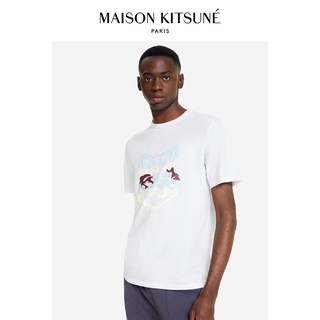 ใหม่ เสื้อยืดลําลอง ผ้าฝ้าย แขนสั้น คอกลม พิมพ์ลาย Maison Kitsune แฟชั่นฤดูใบไม้ผลิ และฤดูร้อน สําหรับผู้ชาย