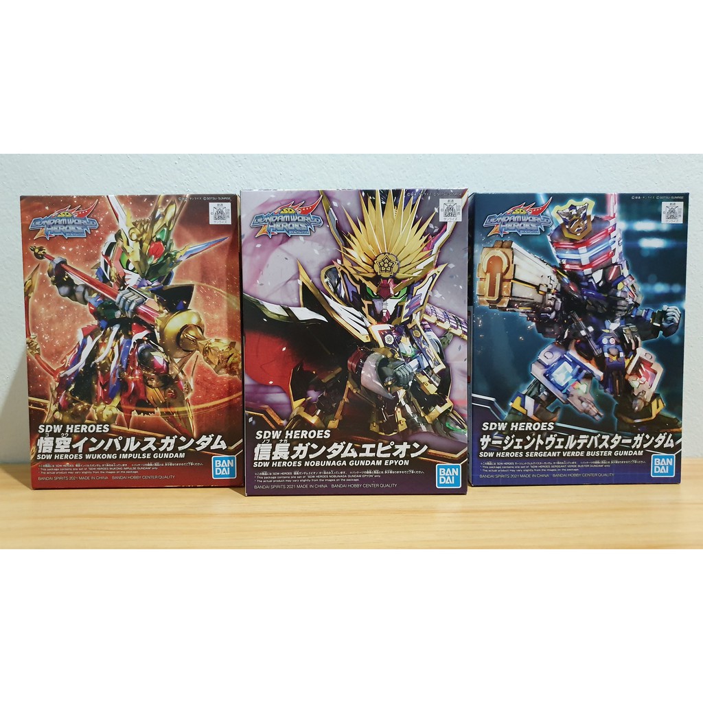 (ฟรีของแถม) Set 3 ตัว (Wukong Impulse), (Nobunaga), (Sergeant Verde Buster)  [SD Gundam World Heroes] รับของแถมไปเลย