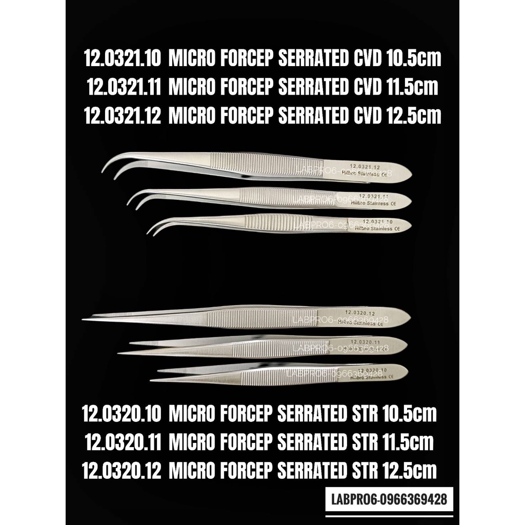 MICRO FORCEP SERRATED 3 ขนาด ยี่ห้อ HILBRO / ปากีสถาน ฟอร์เซฟ ฟอร์เซป ฟอร์เซบ ปากคีบ