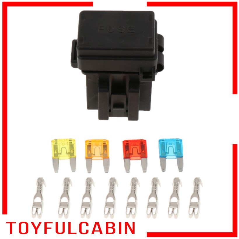 [TOYFULCABIN] ซ็อกเก็ตรีเลย์ฟิวส์ 4 ช่อง สีดํา สําหรับรถบรรทุก