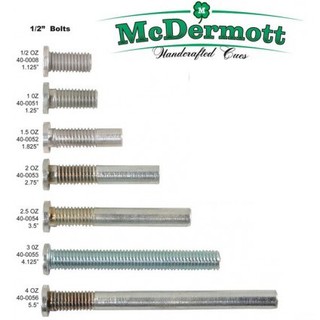 แท่งน้ำหนักสำหรับใส่ไม้คิว McDermott Weight Bolts 0.5 - 4.0 Oz.