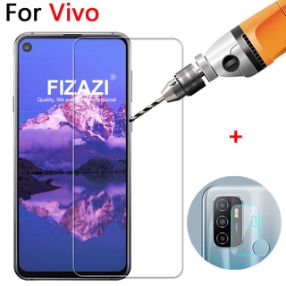 2-in-1 ฟิล์มกระจก ใส + ฟิล์มเลนส์กล้อง Vivo V21 5G V20 Se V19 Neo V17 V15 V11 S1 Pro Y31 Y12S Y11 Y15 Y19 Y81 Y81I Y91 Y91I Y95 Y20 Y20I Y91C