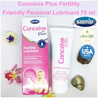 เจลหล่อลื่นสำหรับผู้ต้องการมีบุตร Conceive Plus 75mL or 30mL Fertility Friendly Personal Lubricant - Sasmar