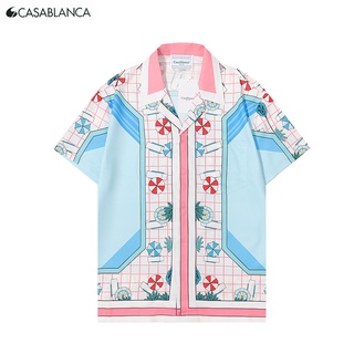 พร้อมส่ง Casa--blanca เสื้อโปโล แขนสั้น พิมพ์ลาย สําหรับผู้ชาย และผู้หญิง