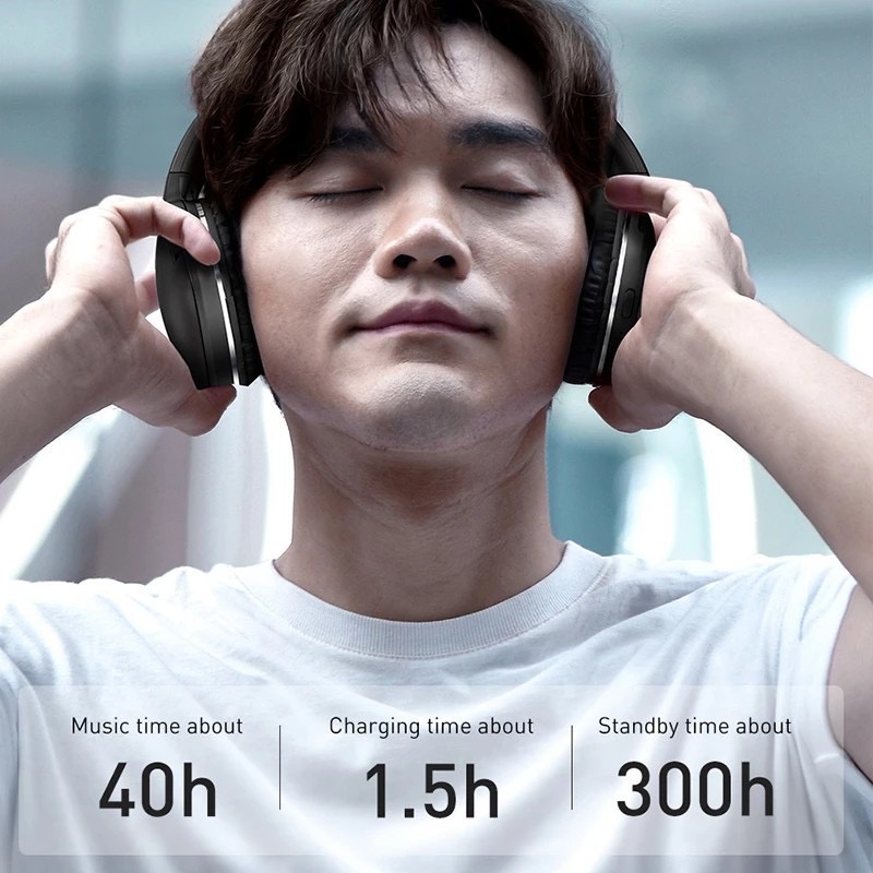 Baseus D02 ชุดหูฟังสเตอริโอไร้สายบลูทูธ 5.0 Hifi พับได้สําหรับเล่นกีฬา 