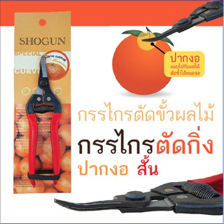 กรรไกรตัดกิ่ง shogun ปากสั้น ปลายงอ สำหรับตัดขั้วผลไม้ กรรไกรตัดส้ม กรรไกรตัดถั่ว