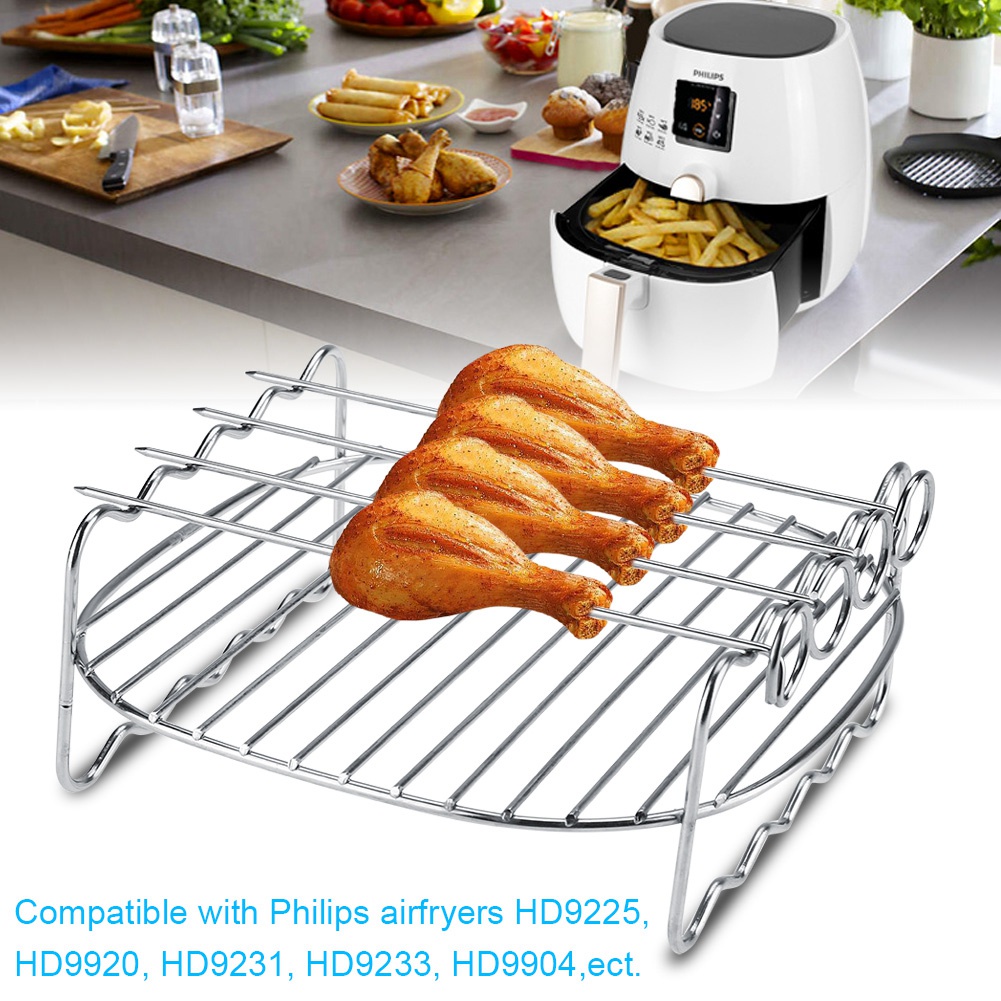 High Quality Replacement BBQ Rack Double Layer Skewers Baking Tray For