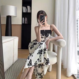 ❤S Miss❤ high-end suspender dress floral skirt female 2022 summer new holiday style skirt