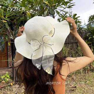 หมวกสานปีกกว้าง Wide brimmed hat หมวกชายหาด ปีกกว้าง เที่ยวทะเล สวยๆ