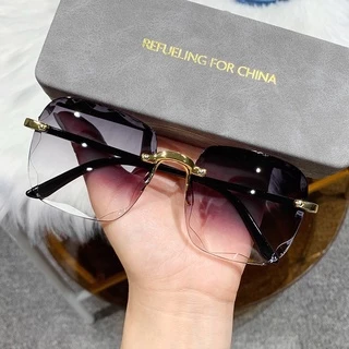 (HENGHA) ใหม่ แว่นตากันแดด ไล่โทนสี ไม่มีขอบ ป้องกันรังสี UV400 แฟชั่นเรโทร สําหรับผู้หญิง