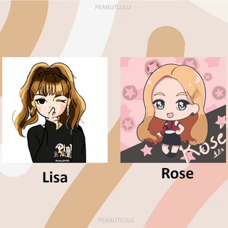 ชุดภาพระบายสีตามตัวเลขขึงเฟรมไม้ BLACKPINK Lisa Rose ขนาด 20*20 ซม. แถมฟรีขาตั้งไม้