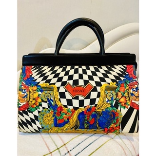 Rare Versace shopping bag flowers print vintage