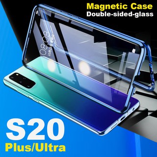 เคสประกบเคส เคสประกบ เคส Samsung Galaxy S20 Plus S20 Ultra S20+ เคสซัมซุงเคสเคส สองด้าน Double Side Glass cases Metal Front + Back Glass Bumper Full Protection Shell Hard Phone Case Cover