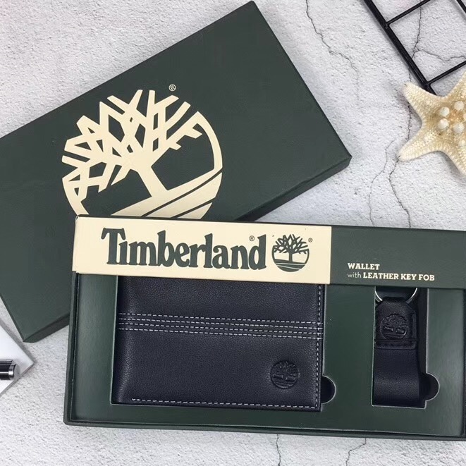 Timberland ชุดย้อนยุคสองชิ้นแฟชั่น Timberland กระเป๋าสตางค์ใบสั้นผู้ชาย พร้อมพวงกุญแจ พร้อมกล่องบรรจุภัณฑ์