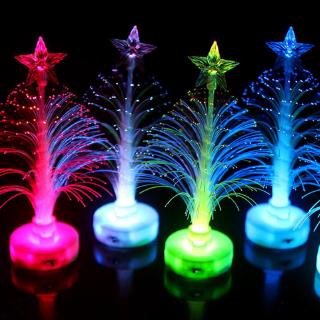 Colored Fiber Optic LED Light-up Mini Christmas Tree with Star Battery Powered Creative Gifts