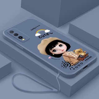 เคสโทรศัพท์มือถือ ซิลิโคนนิ่ม tpu ขอบตรง ลายการ์ตูนเบเร่ต์เกิร์ล สําหรับ Samsung A71 4G A51 4G A750 A7 2018 A23 A03 A03S