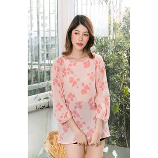 เสื้อคอกลมลายจุด แขนจั้ม