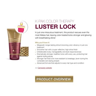 Joico KPak Color Therapy Luster Lock Instant Shine & Repair Treatment 150ml.จอยโก้ เคแพค คัลเลอร์ ทรีทเม้นท์