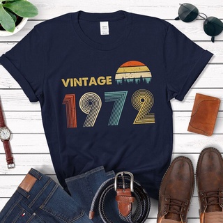 เสื้อยืด ลาย 1972 50Th สไตล์วินเทจ เรโทร คลาสสิก ของขวัญวันเกิด สําหรับคุณยาย คุณพ่อ คุณแม่ คุณยาย คุณยาย 70S ทุกเพศ 50