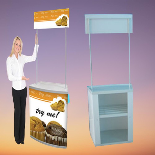 PVC เคาท์เตอร์แสดงสินค้ามาตรฐานเคลื่อนย้ายได้ ขนาด 80*180 ซมStandard booth Portable Trade Show Counter with 80*180