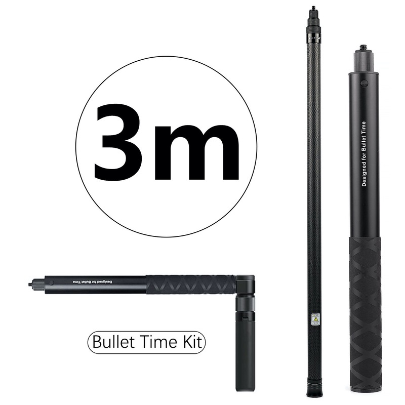 3m คาร์บอนไฟเบอร์ที่มองไม่เห็น Selfie Stick Bullet Time หมุนขาตั้งกล้องสําหรับ Insta360 One X3 X2 On