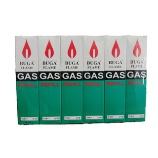 แก๊ส BUGA FLAME GAS {REFILL} กระป๋องเติมไฟแช็ก ขนาดพกพา น้ำหนักรวม 50 กรัม  แก๊สเติมไฟแช็คกระป๋อง  ยกแพ็ค12กระป๋อง