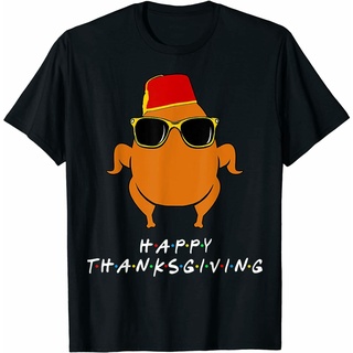 เสื้อยืดผ้าฝ้ายพิมพ์ลายขายดี เสื้อยืด พิมพ์ลาย Happy Thankgiving Turkey พร้อมหมวก สําหรับเพื่อน