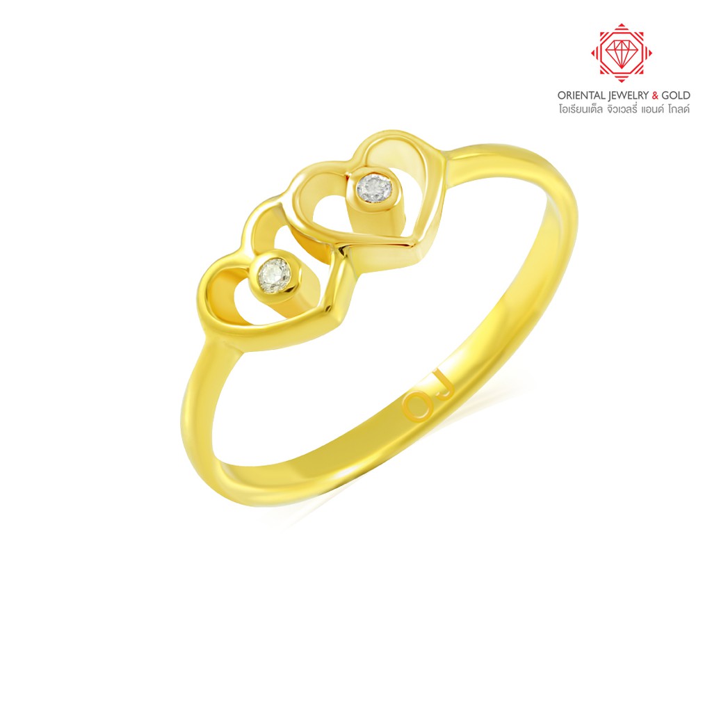 [ผ่อน 0% 10 เดือน] OJ GOLD แหวนเพชรแท้ แหวนแต่งงาน ทองแท้ แหวนหัวใจคู่ มีใบรับประกัน ส่งฟรีkerry BURANO