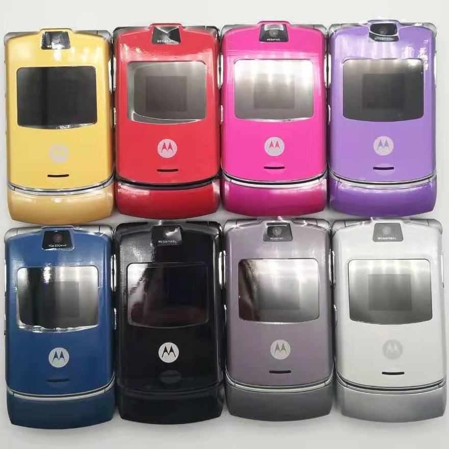 Motorola V3 ปลดล็อค Flip GSM Quad Band Motorola โทรศัพท์มือถือพื้นฐาน