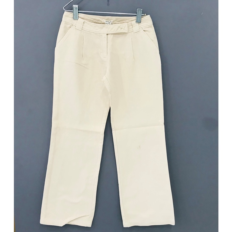 Zara กางเกง ขา ยาว สีน้ำตาลอ่อน ครีม ขากระบอก ยีนส์ Light Brown women long pants