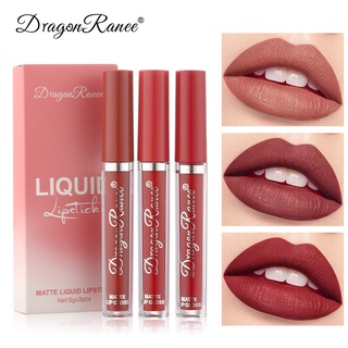 Dragon RANEE มินิแมทลิป MINI MATTE LIP ลิปสติก ลิปกลอส เนื้อแมตต์กํามะหยี่ ลิปสติกกันน้ําติดทน ลิปเนื้อเวลเวท ลิปกลอสไม่ติดแมส กันน้ํา ติดทนนาน ลิปสติกน่ารัก ลิปสติกเซต 3 ชิ้น