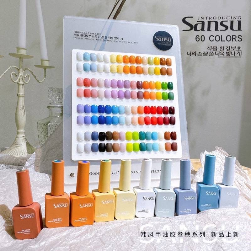 #พร้อมส่ง 💖สีเจลสไตล์เกาหลีSansu60สี อุปกรณ์ตกแต่งเล็บ สีเจล