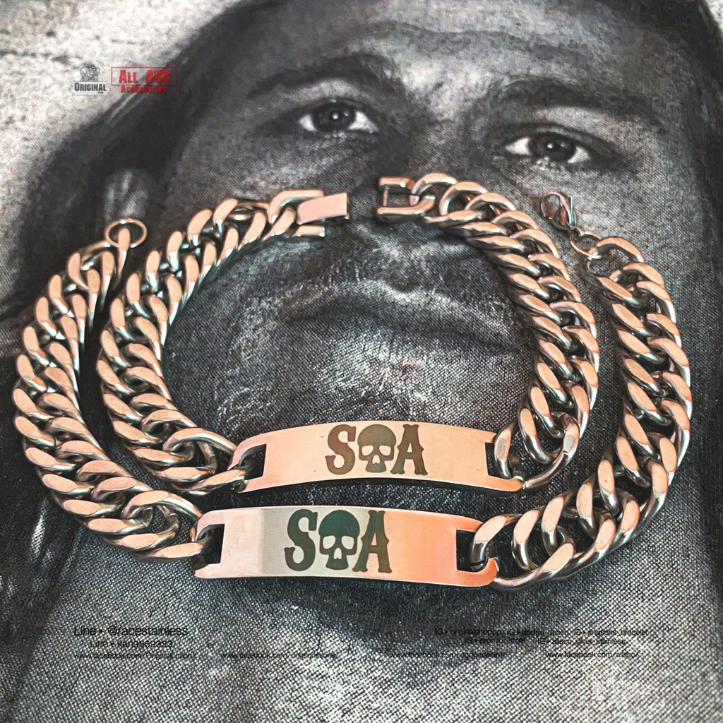 สร้อยข้อมือ SOA soa sons of anarchy (ล็อค2แบบ) 10มิล สแตนเลสแท้100% bracelet stainless 316l allacc j