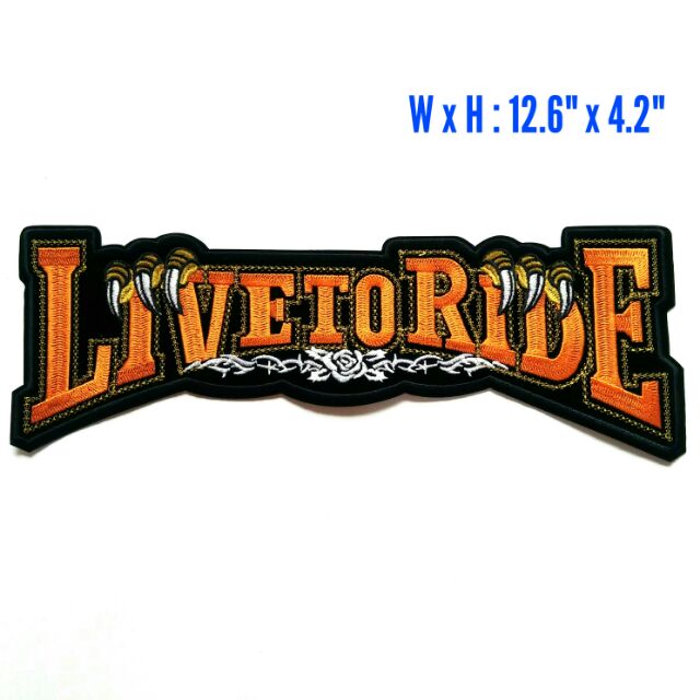 ตัวรีดติดหลังเสื้อขนาดใหญ่ 12.6x4.2นิ้ว XXL Orange EAGLE CLAW LIVE TO RIDE HARLEY DAVIDSON BIKER IRO