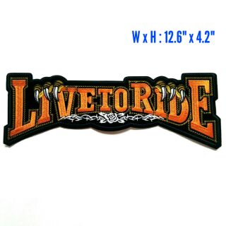 ตัวรีดติดหลังเสื้อขนาดใหญ่ 12.6x4.2นิ้ว XXL Orange EAGLE CLAW LIVE TO RIDE HARLEY DAVIDSON BIKER IRON ON JACKET PATCH