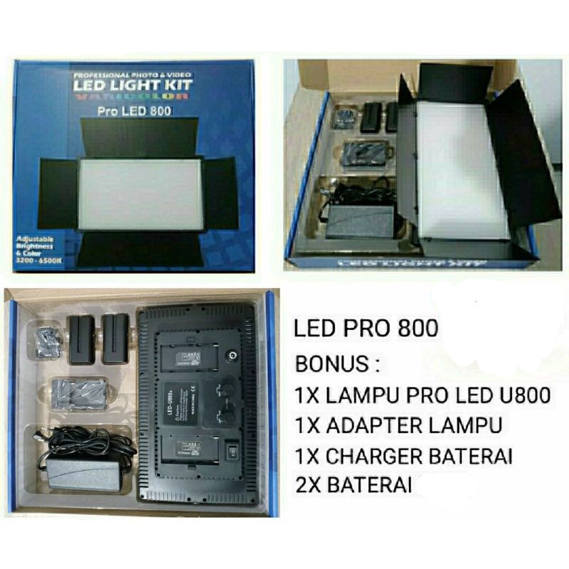 Professional Photo & Video LED Light Kit Pro LED 600+ 800+ มีแบต 2 ก้อน นอกสถานที่ได้ พร้อมขาตั้ง #8