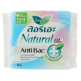 Laurier Natural Antibac 22.5 ซม ลอรีเอะ เนเชอรัล แอนตี้แบค 0.1 cm กลางวัน ผ้าอนามัย ลดกลิ่น มี 8 ชิ้น