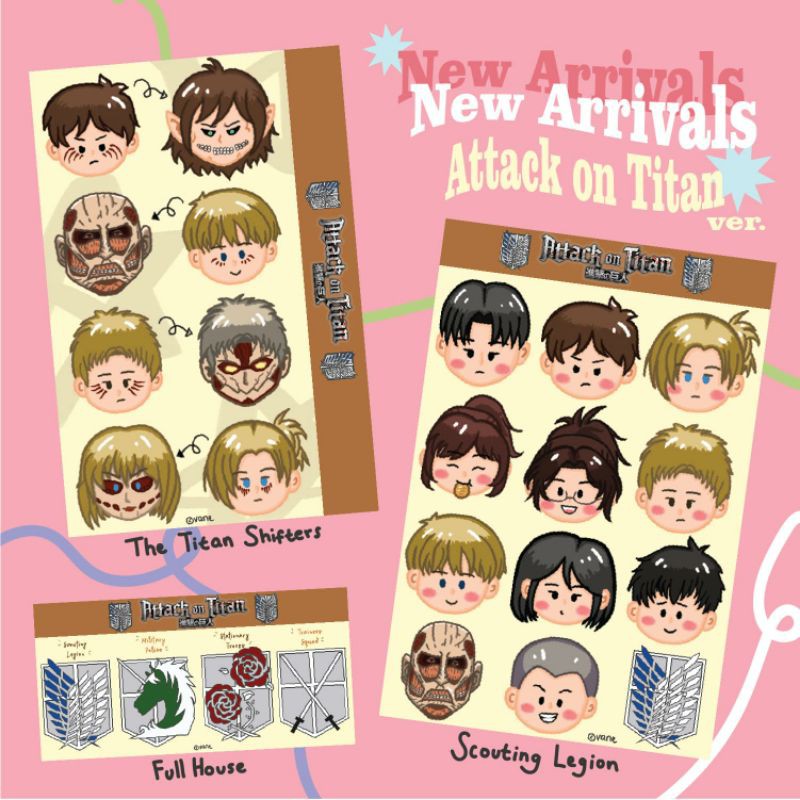 แผ่นสติ๊กเกอร์ Attack on Titan kisscut