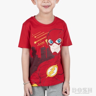 DOSH BOYS T-SHIRTS เสื้อยืดคอกลมแขนสั้นเด็กผู้ชาย สีแดง ลิขสิทธิ์พิมพ์ลาย THE FLASH รุ่นDFBT5019-RE