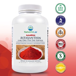 พร้อมส่ง แพ็คเกจใหม่ Nature’sLab AstaReal Astaxanthin 6 mg 60 Caps