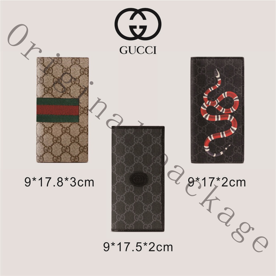New genuine Gucci long wallet in GG Supreme canvas with coral snake print