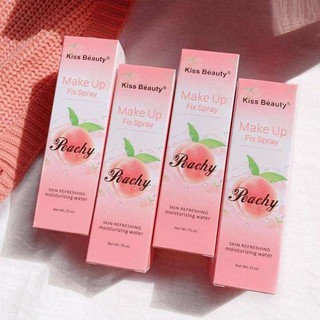 พร้อมส่ง Kiss Beauty Make Up Fix Spray Peachy 75ml. สเปรย์น้ำแร่ ล๊อคเครื่องสำอางค์กลิ่นพีช  ( 1 ขวด )